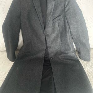 Charcoal Gray Wool Blend Overcoat